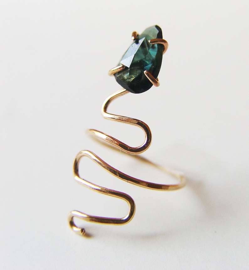 Tourmaline Snake Gold Ring. Tourmaline Serpent Ring. image 5