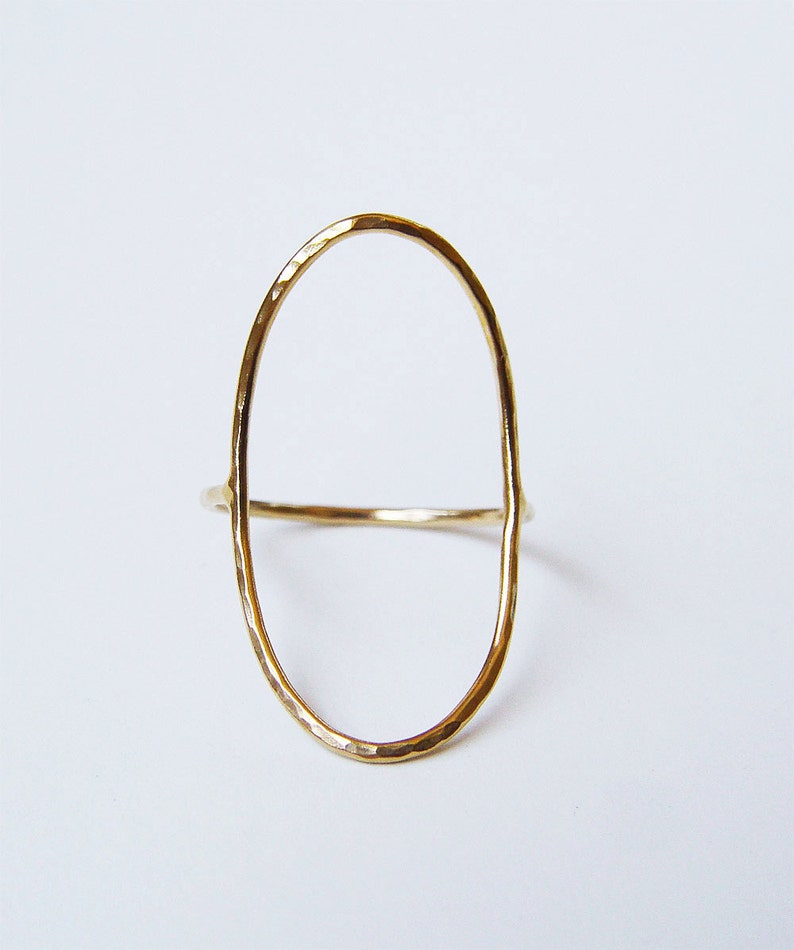 Open Oval Gold Ring. Gold Saturn Ring image 1