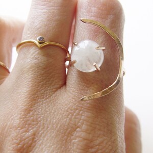 Crescent Moonstone Ring. Crescent Moon Gold Ring image 9