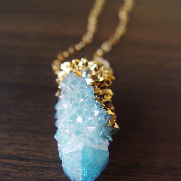 Spirit Quartz Druzy Gold Dipped Necklace