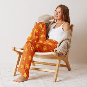Women’s pajama pants orange rose flower
