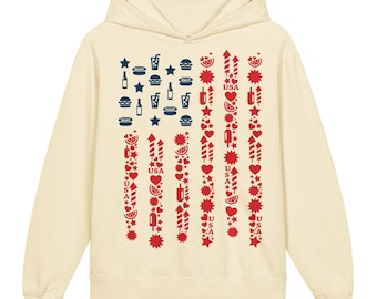 Youth lightweight hooded sweatshirt american food , summer icons