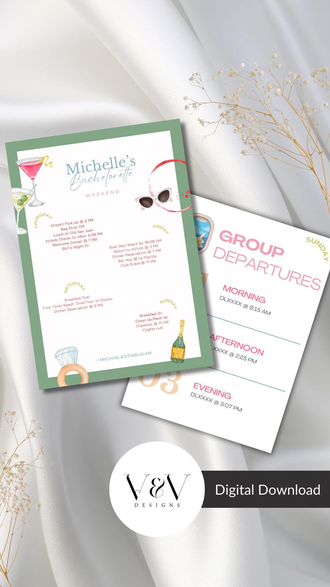 Bach Itinerary Template, Editable Trip Template, Minimalist Printable