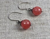 Cherry Quartz Earrings, Beaded Earrings, Gemstone Earrings, Dangle Earrings, Sterling Silver Earrings, Drop Earrings, Pink Earrings