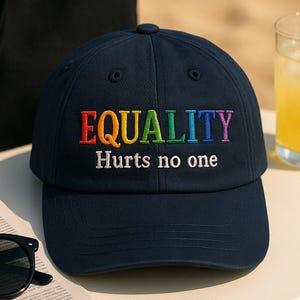 Human Rights Embroidered Cap, Equality Hurts No One Hat, Equal Rights Cap, LGBTQ Cap, Rainbow Hat, BLM Cap, Pride Rainbow Hat