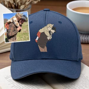 Personalized Dad Cap, Custom Portrait Embroidered Dad Hat Using Photo, Custom Dad Photo Hat, Custom Family Portrait, Father&#39;s Day Gift