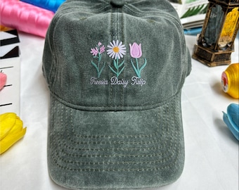 Embroidered FDT Hat, FDT Floral baseball cap, Subtle Anti Trump, Feminist Pride hat, Feminist Gift, Equality Matters, Anti Trump, Anti Elon