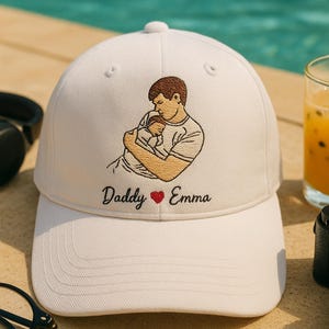 Custom Portrait Embroidered Dad Hat, Personalized Cap Using Your Photo, Unique Gift for Him, Father’s Day Hat, Custom Dad Photo Cap