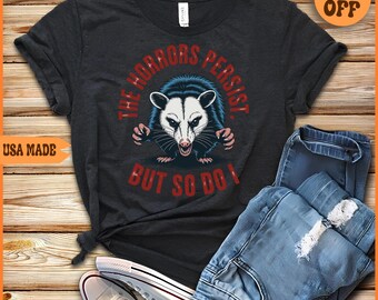 Retro Opossum Meme Shirt: Funny Mental Health Graphic, Sarcastic Weirdcore Style