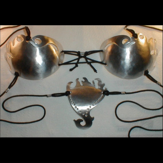 Metal Fire Bra and Thong Plate set