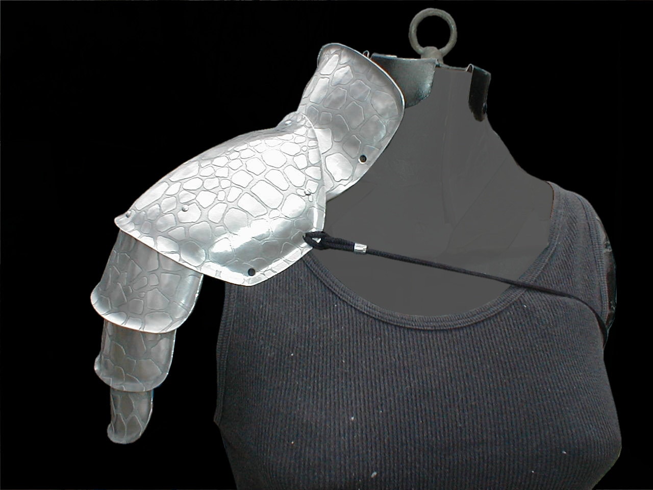 Metal Shoulder Spaulding With Etched Dragon Back Pattern