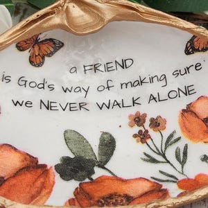 Christian Friendship Gift, Faith Gift For Friend, Decoupage Jewelry Dish, Friendship Birthday Gift, Shell with Scripture for Female Bestie
