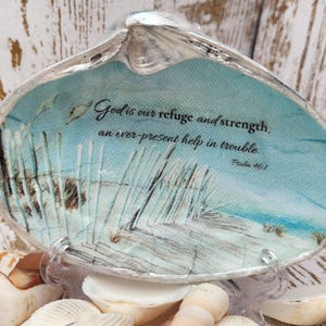 Psalm 46:1 God is Our Refuge and Strength, Christian Gift for Tough Times Difficult Situation, Scripture Faith Encouragement Beach Gift