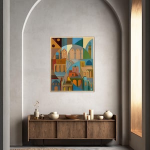 Baghdad Oil Painting : Geometric Abstract, Iraqi Artist