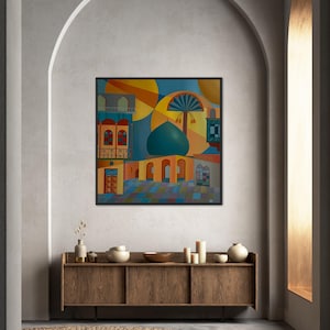 Original Baghdad Oil Painting : Islamic Architecture, Middle Eastern Art