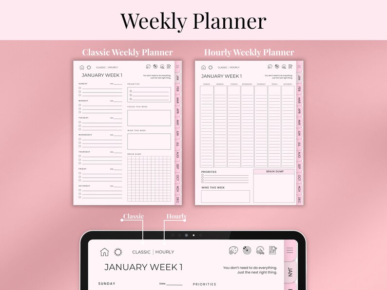 ADHD Digital Planner for iPad Undated Hyperlinked Planner Daily Weekly ...