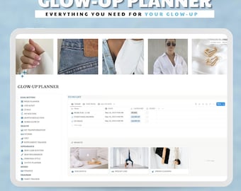 Digital glow-up planner notion That-girl planner Asthete planner it girl Personal notion Daily planner Glow up notion All in one Notion
