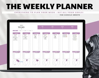 Weekly planner google sheets | Digital To-do list google spreadsheet | Weekly planner excel | Simple task manager | Checklist google | Todo list