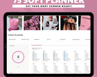 75 day soft planner notion | Digital weight loss planner notion | Fitness planner notion | Glow up planner 2025 | Weight loss tracker ipad