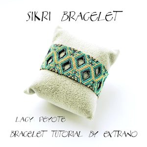 Bracelet tutorial, uneven peyote, bracelet pattern, seed beads pattern, bracelet tutorial, wide cuff, beading tutorial, SIKRI BRACELET, pdf