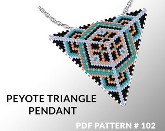Peyote Dreieck Muster mit Anleitung, Dreieck Peyote Muster, Native Stiche und Farbe, Stern Muster, Dreieck Peyote Anhänger #102