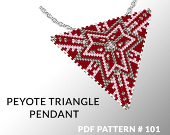 Peyote triangle pattern with instruction, triangle peyote pattern, native stitch and color, star pattern, triangle peyote pendant #101
