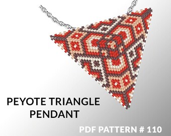 Patrón de triángulo de peyote con instrucción, patrón de peyote nativo, patrón nativo americano, puntada nativa, colgante de peyote triangular #110