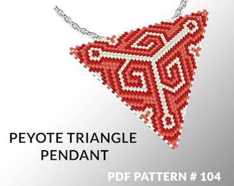 Peyote triangle pattern with instruction, triangle peyote pattern, native stitch and color, star pattern, triangle peyote pendant #104