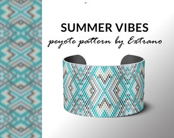 Peyote bracelet design, odd count peyote, stitch pattern, pdf pattern, bracelet peyote, peyote pattern, native american jewelry SUMMER VIBES