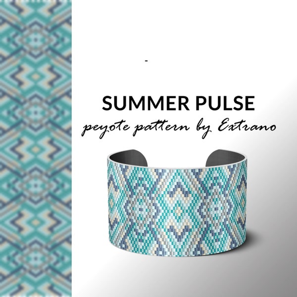 Peyote bracelet design, odd count peyote, stitch pattern, pdf pattern, bracelet peyote, peyote pattern, native american jewelry SUMMER PULSE