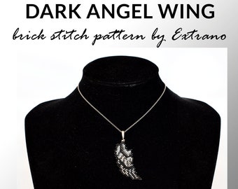 Brick stitch patter for pendant, seed bead earrings, brick stitch pattern for earrings, beaded pendant DARK ANGEL pendant / earrings