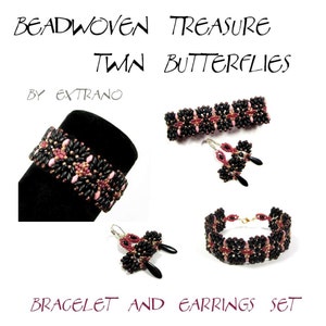 Bracelet tutorial, bracelet pattern, Superduo bracelet, superduo tutorial, DIY jewelry, beading tutorial - TWIN BUTTERFLIES - pdf pattern