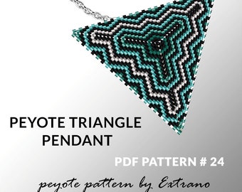 Peyote triangle pattern with instruction, peyote triangle instruction, triangle peyote pattern, native stitch, triangle peyote pendant #24
