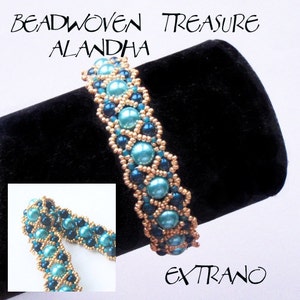 Bracelet tutorial, bracelet pattern, seed beads pattern, pearls bracelet tutorial, DIY jewelry, wide cuff pattern, beading tutorial, ALANDHA