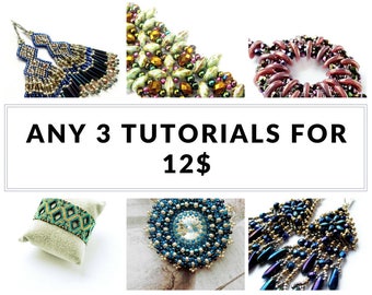 Tutorial di perline, schemi di perline, gioielli con semi: acquista 3 TUTORIAL QUALSIASI per 12 USD - Orecchini, braccialetti, modelli Peyote e altro ancora!
