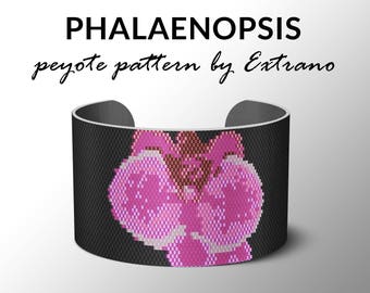 Peyote pattern, bracelet pattern, peyote bracelet, even peyote stitch pattern, delica pattern, 7 colors, instant download PDF-  PHALAENOPSIS