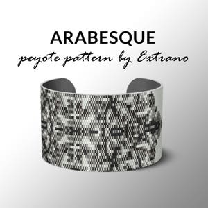 Bracelet peyote pattern, peyote bracelet, uneven peyote stitch pattern, delica pattern - ARABESQUE - 4 colors - Instant download