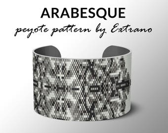 Bracelet peyote pattern, peyote bracelet, uneven peyote stitch pattern, delica pattern - ARABESQUE - 4 colors - Instant download