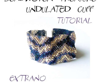 Bracelet tutorial, even peyote pattern, bracelet pattern, seed beads pattern, bracelet tutorial, wide cuff, beading tutorial, UNDULATED CUFF