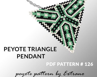 Triangle peyote pattern, peyote triangle pattern with instruction, peyote triangle how to, native stitch, red triangle peyote pendant #126