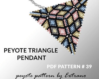 Peyote triangle pattern with instruction, peyote triangle instruction, triangle peyote pattern, native stitch, triangle peyote pendant #39