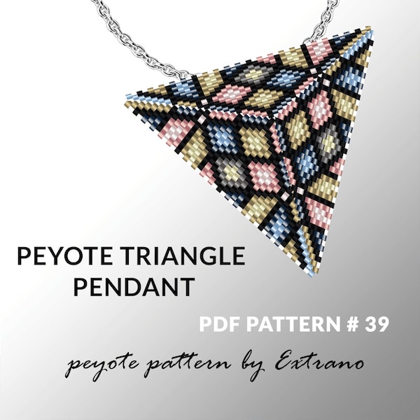 Peyote triangle pattern with instruction, peyote triangle instruction, triangle peyote pattern, native stitch, triangle peyote pendant #39