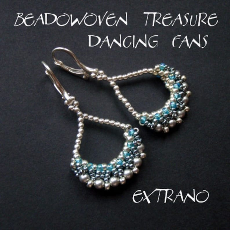 Long earrings tutorial, extra long earrings tutorial, fan earrings tutorial, earrings pattern, dangle earrings - DANCING FANS image 1