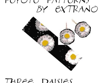 Wzór na bransoletkę peyote, szeroki wzór na mankiet, zestaw biżuterii, wzór peyote - STOKROTKI - TYLKO 6 kolorów - bransoletka + kolczyki - Natychmiastowe pobranie