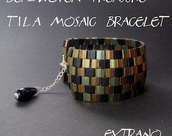 Bracelet tutorial, wide cuff pattern, bracelet pattern, Tila bracelet, Tila beads tutorial, DIY jewelry, beading tutorial - TILA MOSAIC
