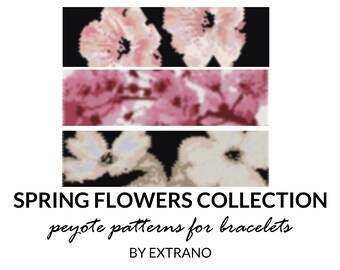 Peyote armband muster, gerades peyote muster, abstraktes peyote muster, indianische peyote muster armband anleitung SPRING FLOWERS