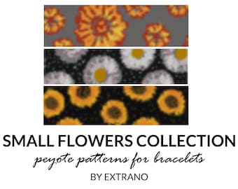 Peyote bracelet patterns, even peyote pattern, floral peyote patterns, native peyote pattern, bracelet tutorial SMALL FLOWERS COLLECTION