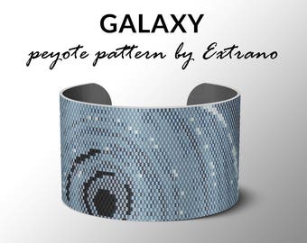 Pulsera patrón peyote, patrón de puño ancho, incluso puntada peyote, patrón peyote, joyería DIY -GALAXY - 5 colores - Descarga instantánea