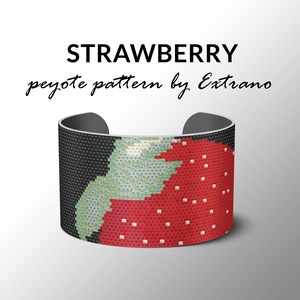 Peyotepatroon met aardbeien, zelfs peyotepatroon, armbandhandleiding - AARDBEI-peyotepatroon