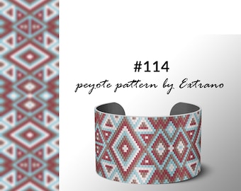 peyote bracelet pattern, peyote pattern, odd count, stitch pattern, pdf file, pdf pattern, 3 colors, beaded bracelet, #114 pattern